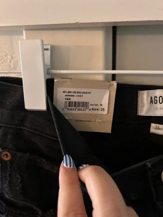 NWT Agolde 90s Mid Rise Loose Fit Straight Jeans Tar - Picture 6 of 7